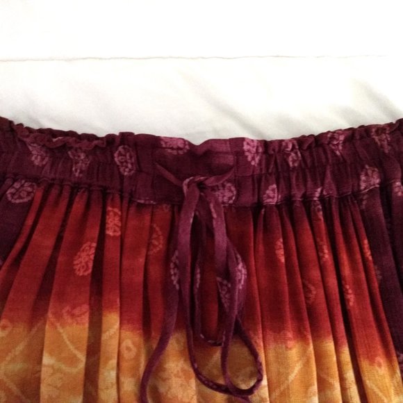 PLATINUM‎ by Dorothy Schoelen Petite Skirt Multicolor Boho Side Slits Drawstring - Picture 4 of 15